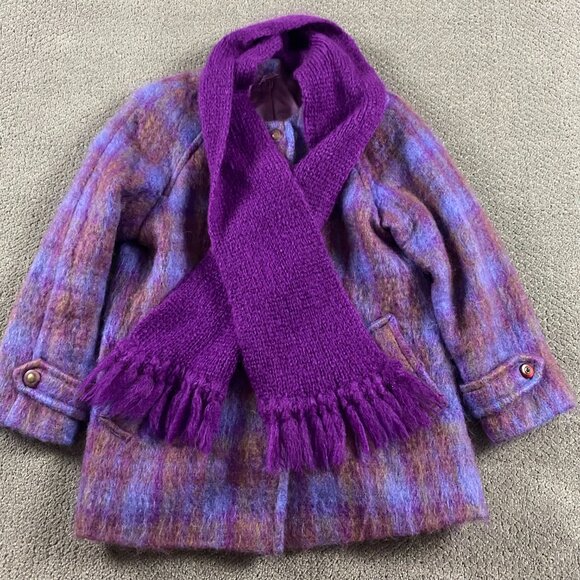 Vintage Donegal Design Ireland Mohair Blend Coat Jacket Women's Size 12 Purple - Picture 10 of 13